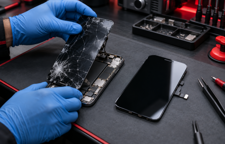 Kırık telefon ekranı ve değişim ekranının incelenmesi
